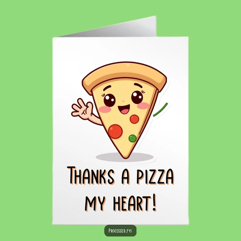 Free Printable Thank You Card: Cheerful Pizza, Perfect Downloadable Gift for Gratitude
