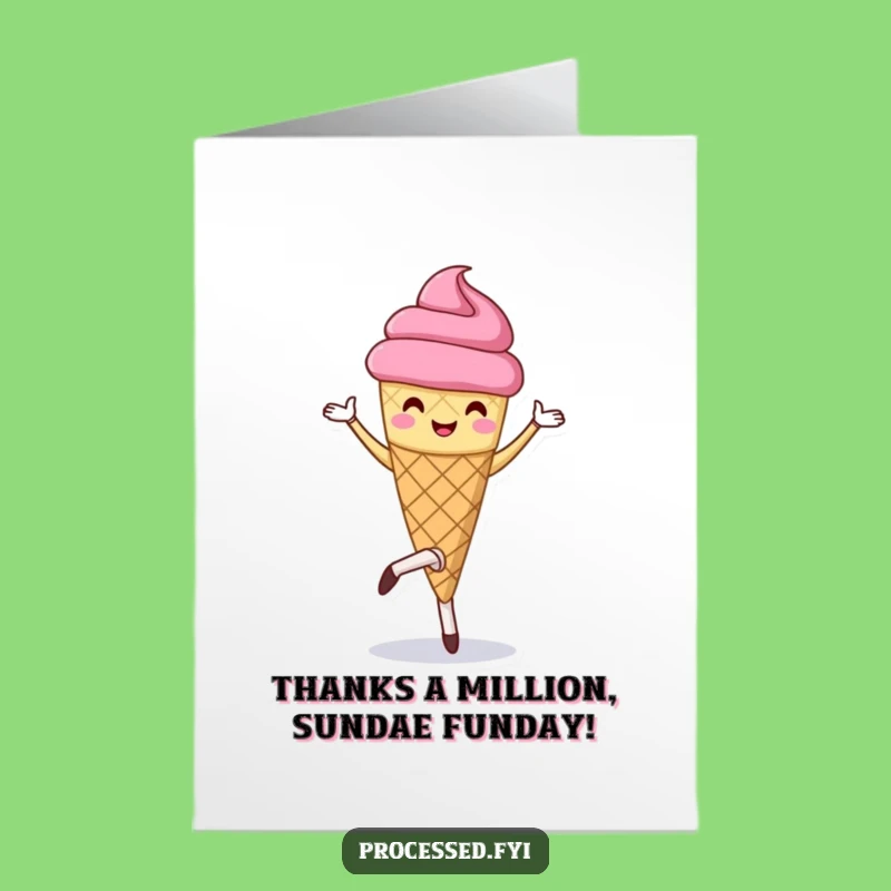 Free Printable Thank You Card: Dancing Ice Cream Humorous Downloadable Gift