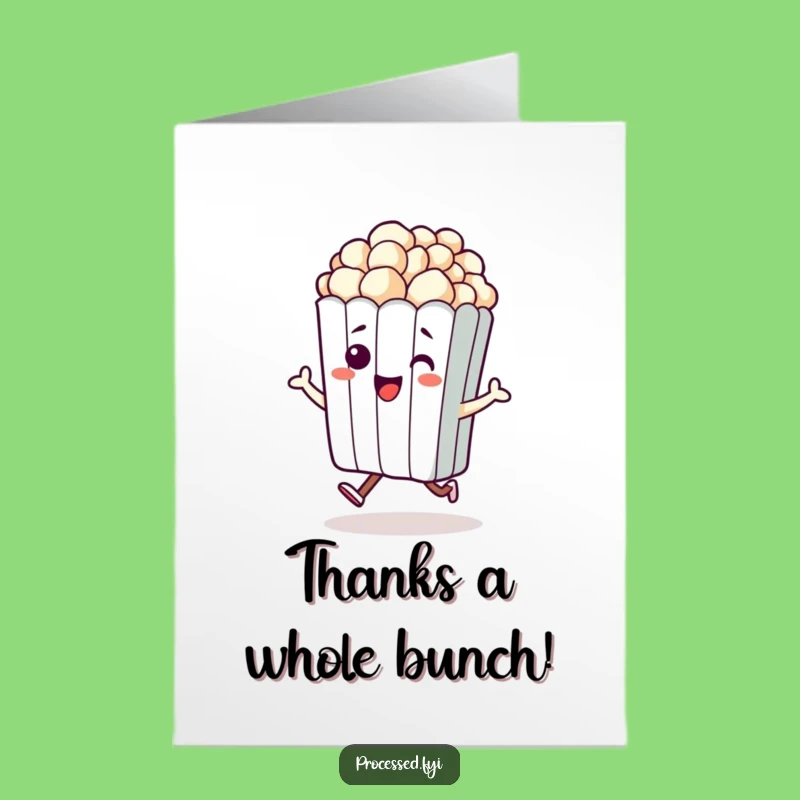 Free Printable Thank You Card: Hopping Popcorn Humorous Downloadable Gift