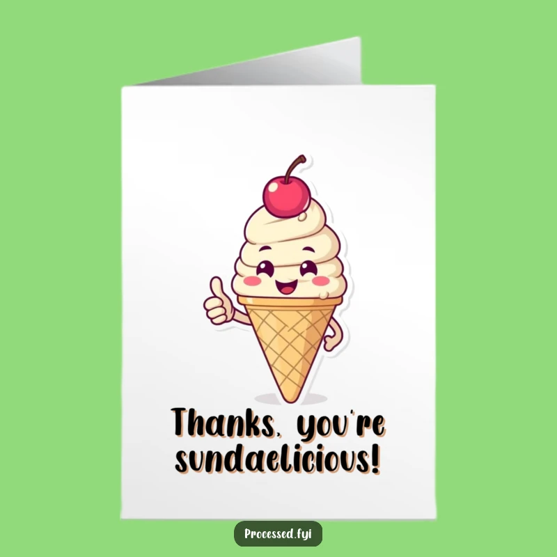 Free Printable Thank You Card: Ice Cream Cone Thumbs-Up - Funny Downloadable Appreciation