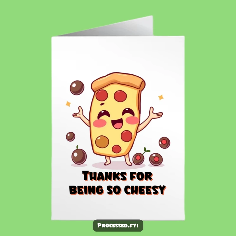 Free Printable Thank You Card: Playful Pizza Slice, Funny Downloadable Gift for Your Gratitude!