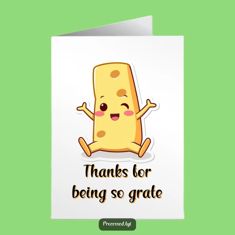 Free Printable Thank You Card: Surprised Cheese Wedge Split, Funny Downloadable Gift for Your Thanks!