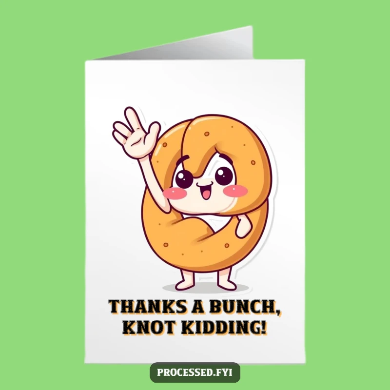 Free Printable Thank You Card: Excited Pretzel Humorous Wave Downloadable Gift