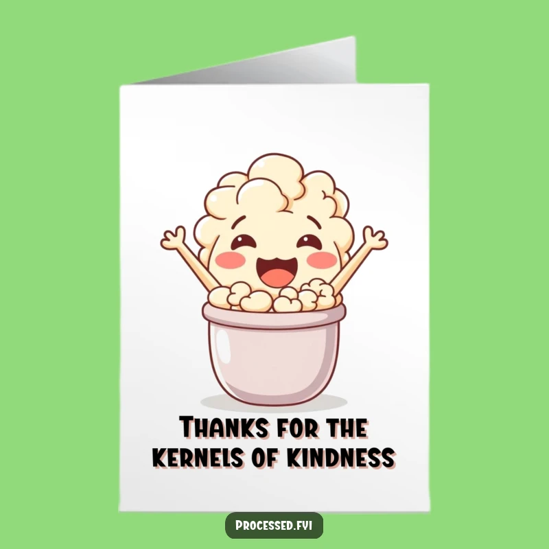 Free Printable Thank You Card: Jovial Popcorn Character, Funny Downloadable Gift for Your Thanks!