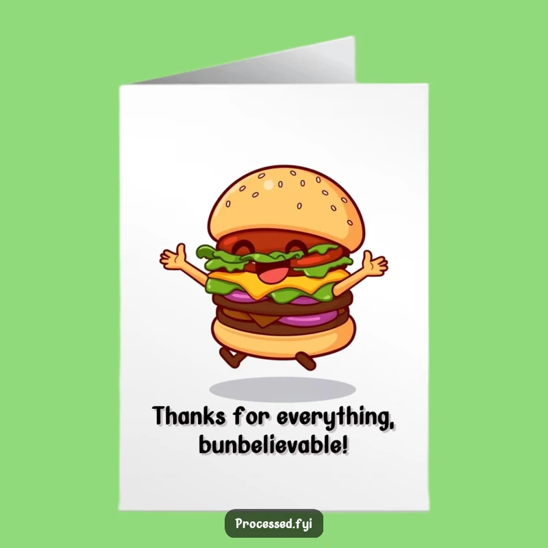 Yummy Free Printable Hamburger Thank You Card - Dancing Burger Gratitude Downloadable Gift