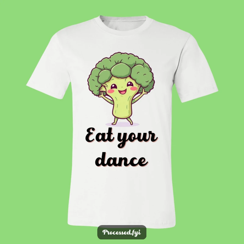 Funny Broccoli Dance T-Shirt: Smiling Grooving Character Tee