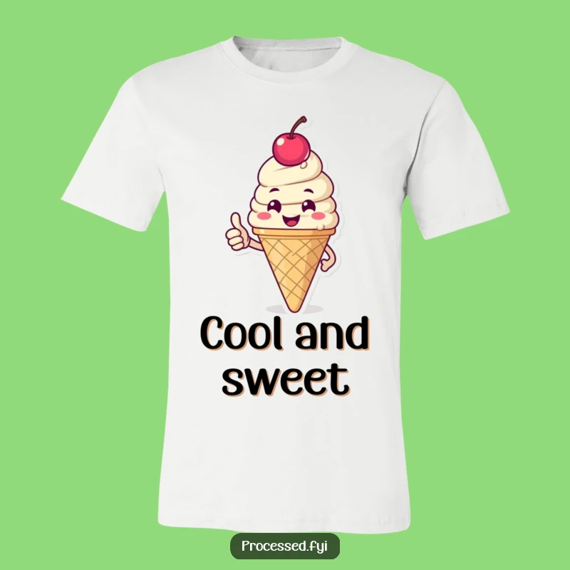 Funny Ice Cream Cone T-Shirt: Happy Thumbs-Up Character Tee