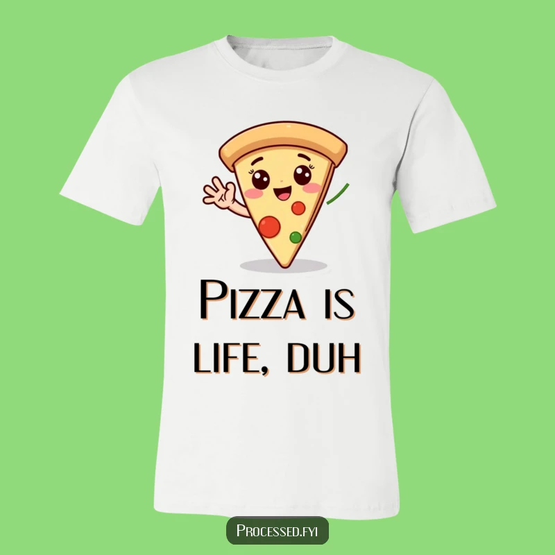 Funny Pizza T-Shirt: Happy Slice with Waving Pepperoni Hand - Hilarious Gift