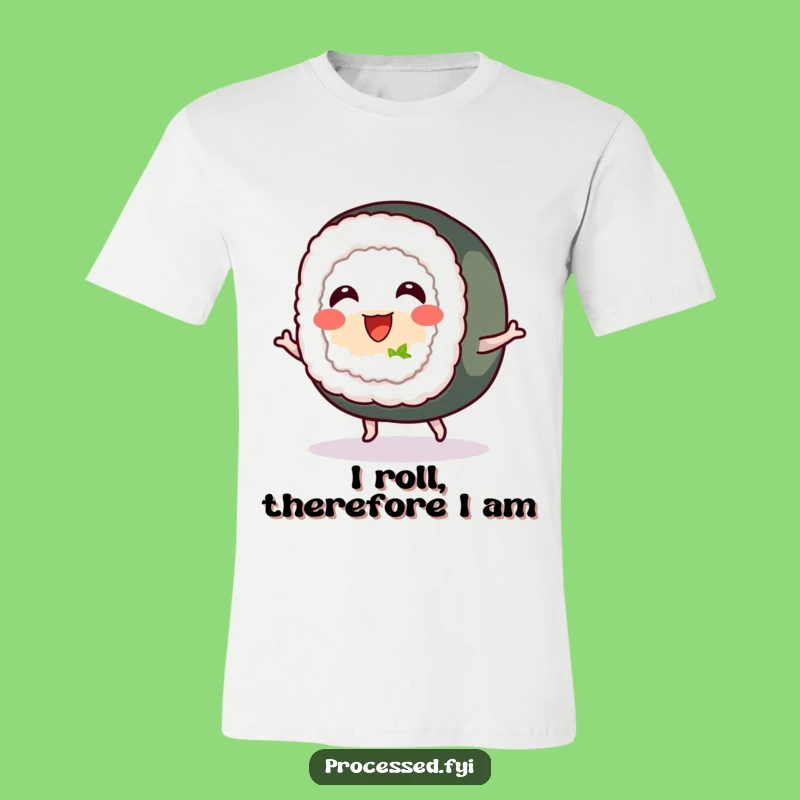 Funny Sushi Roll Bounce T-Shirt: Cheerful Food Lover Tee for Gifting