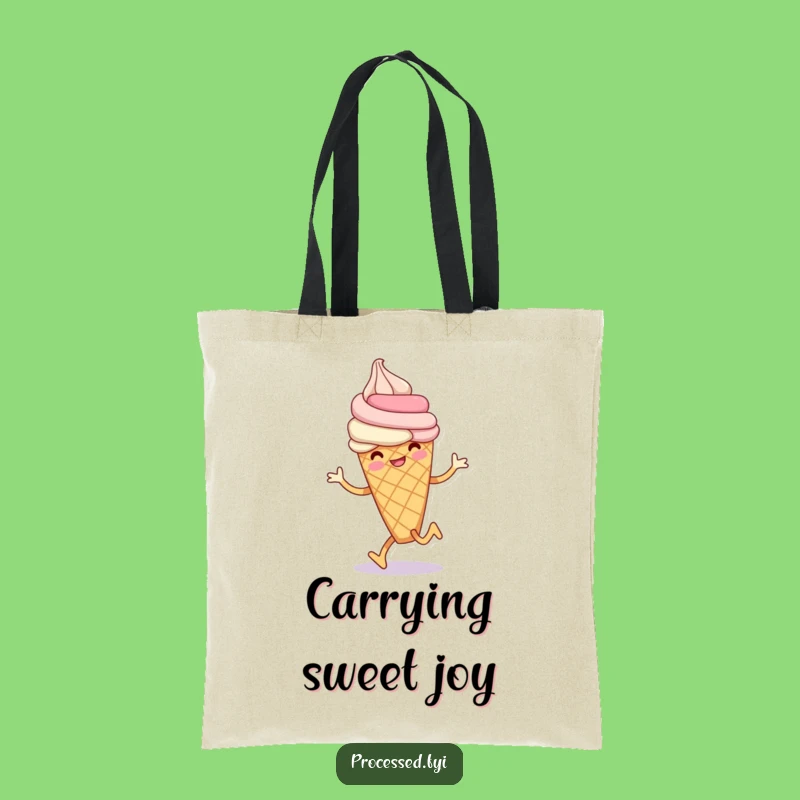 Funny Ice Cream Hop Tote Bag: Smiling Cone Carry-all Gift
