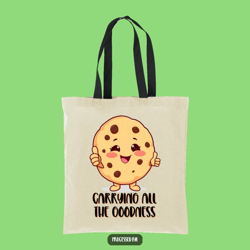 Funny Cookie Character Tote Bag: Cheerful Wink Design, Perfect Shopping Gift