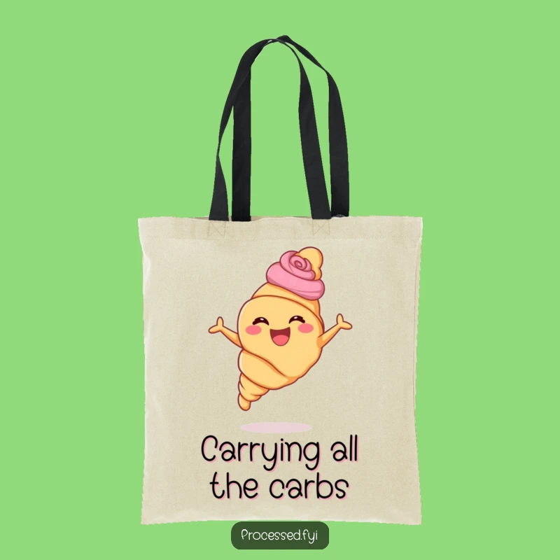 Funny Croissant Leaping Tote Bag: Carry Your Happiness Hilariously