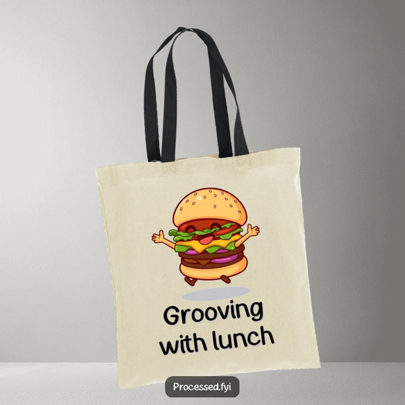 Funny Dancing Hamburger Tote Bag, a joyful burger in motion, perfect for carrying essentials with a dash of comedic flair.