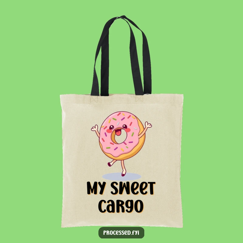 Funny Donut Dance Tote Bag: Carry Your Essentials with a Pirouetting Donut