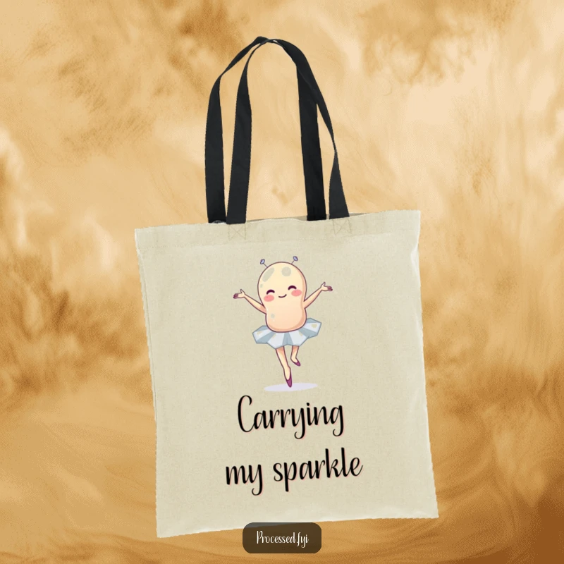 Funny jellybean ballet tote bag featuring a wobbly character in a tutu, ready to dance, a humorous and practical accessory.