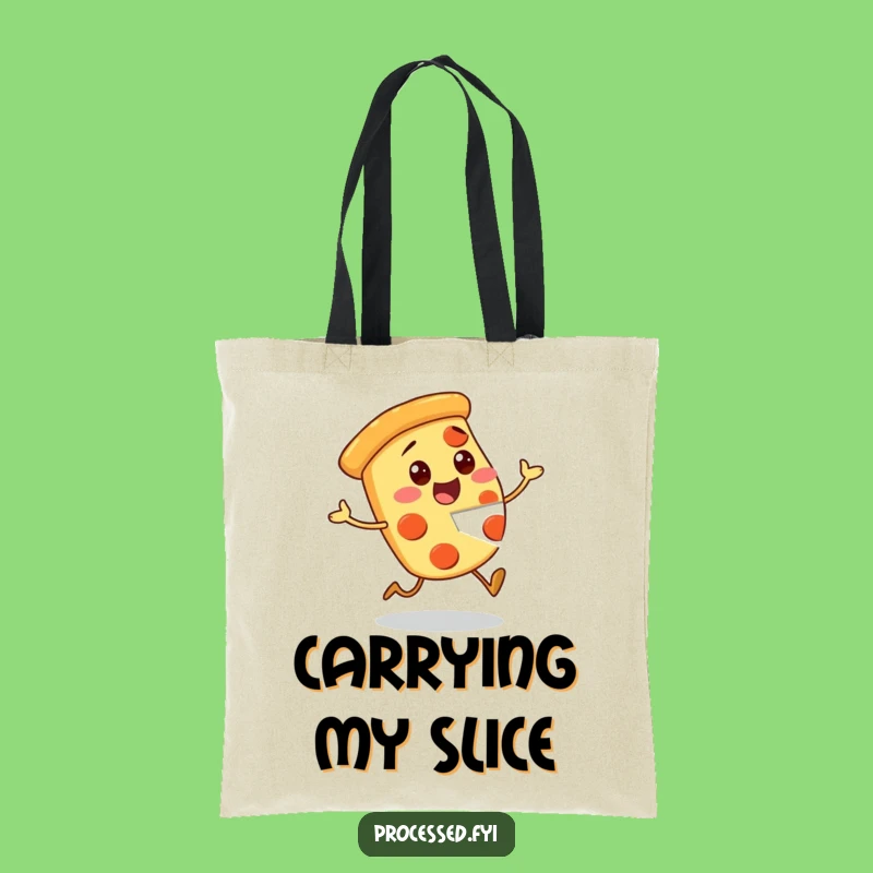 Funny Pizza Tote Bag: Excited Slice Character, Practical & Hilarious Gift!