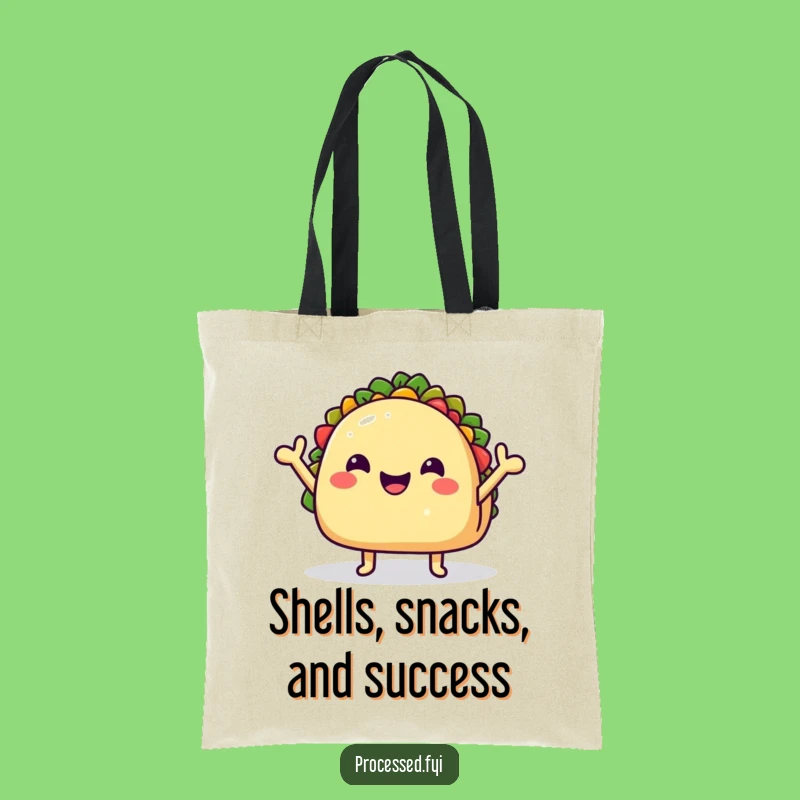 Funny Taco Tote Bag: Cheerful Waving Character, Stylish and Hilarious Shopping Bag