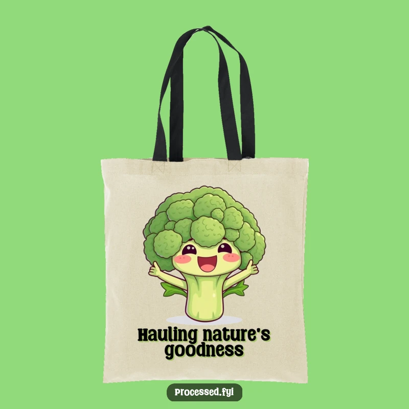 Funny Broccoli Waving Tote Bag: Carry Your Greens with Glee