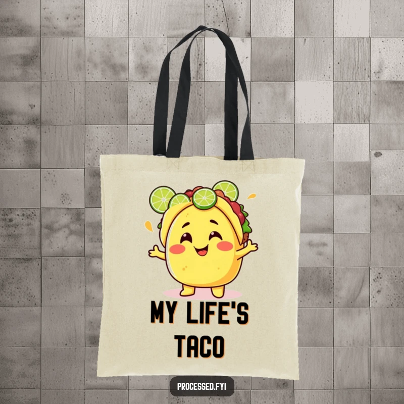 Funny Taco Tote Bag showcasing a juggling lime character, perfect for carrying groceries with a festive and humorous twist.